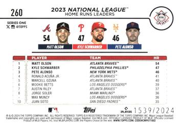 2024 Topps - Gold #260 National League Leaders Home Runs (Matt Olson / Kyle Schwarber / Pete Alonso) Back