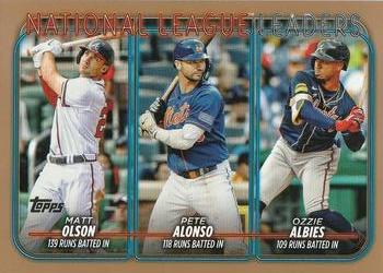 2024 Topps - Gold #293 National League Leaders Runs Batted In (Matt Olson / Pete Alonso / Ozzie Albies) Front
