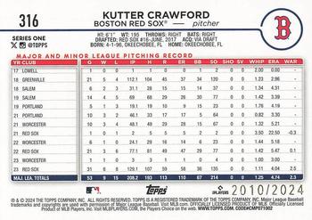 2024 Topps - Gold #316 Kutter Crawford Back