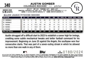 2024 Topps - Gold #340 Austin Gomber Back