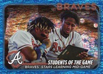 2024 Topps - Blue Holofoil #70 Students of the Game: Braves Stars Learning Mid-Game Front