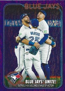 2024 Topps - Purple Holofoil #167 Blue Jays Unite!: Outfield Hug Becomes Staple of Victory Front