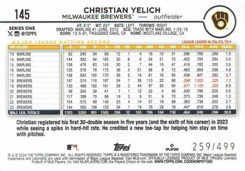 2024 Topps - Green Crackle Foil #145 Christian Yelich Back