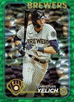 2024 Topps - Green Crackle Foil #145 Christian Yelich Front