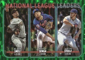 2024 Topps - Green Crackle Foil #212 National League Leaders ERA (Blake Snell / Kodai Senga / Justin Steele) Front