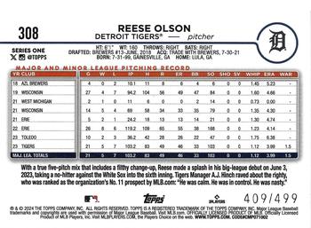 2024 Topps - Green Crackle Foil #308 Reese Olson Back