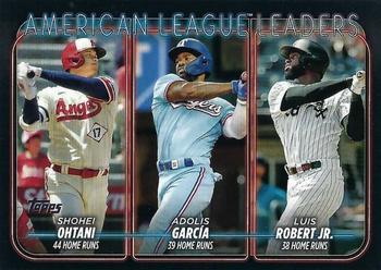 2024 Topps - Black #179 American League Leaders Home Runs (Shohei Ohtani / Adolis García / Luis Robert Jr.) Front
