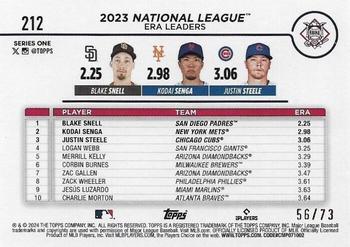 2024 Topps - Black #212 National League Leaders ERA (Blake Snell / Kodai Senga / Justin Steele) Back