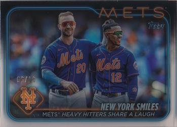 2024 Topps - Clear #38 New York Smiles: Mets Heavy Hitters Share a Laugh Front