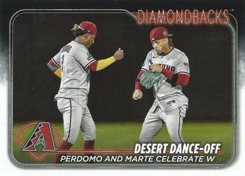 2024 Topps - Golden Mirror #190 Desert Dance-Off: Perdomo and Marte Celebrate W Front
