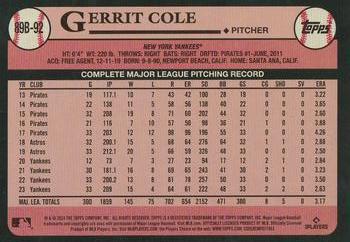 2024 Topps - 1989 Topps Baseball 35th Anniversary #89B-92 Gerrit Cole Back