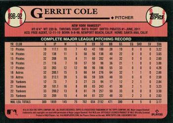 2024 Topps - 1989 Topps Baseball 35th Anniversary Blue #89B-92 Gerrit Cole Back