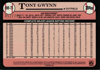 2024 Topps - 1989 Topps Baseball 35th Anniversary Black #89B-73 Tony Gwynn Back