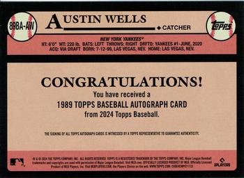 2024 Topps - 1989 Topps Baseball 35th Anniversary Autographs #89BA-AW Austin Wells Back