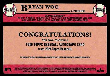 2024 Topps - 1989 Topps Baseball 35th Anniversary Autographs #89BA-BWOO Bryan Woo Back