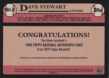 2024 Topps - 1989 Topps Baseball 35th Anniversary Autographs #89BA-DS Dave Stewart Back
