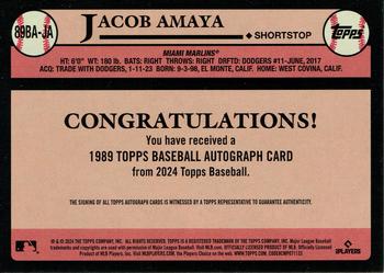 2024 Topps - 1989 Topps Baseball 35th Anniversary Autographs #89BA-JA Jacob Amaya Back