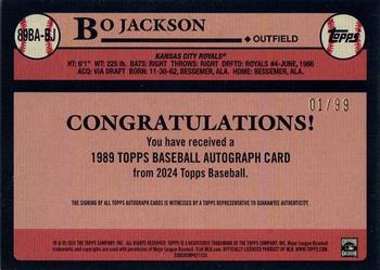 2024 Topps - 1989 Topps Baseball 35th Anniversary Autographs Black #89BA-BJ Bo Jackson Back