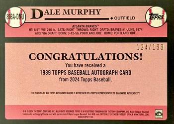2024 Topps - 1989 Topps Baseball 35th Anniversary Autographs Black #89BA-DMU Dale Murphy Back