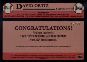 2024 Topps - 1989 Topps Baseball 35th Anniversary Autographs Black #89BA-DO David Ortiz Back