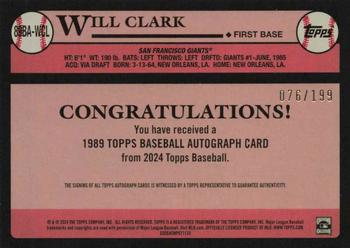 2024 Topps - 1989 Topps Baseball 35th Anniversary Autographs Black #89BA-WCL Will Clark Back