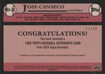 2024 Topps - 1989 Topps Baseball 35th Anniversary Autographs Gold #89BA-JCA Jose Canseco Back