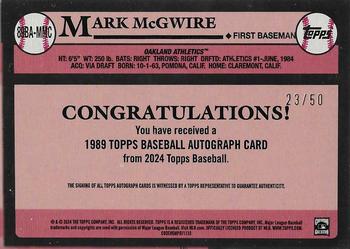 2024 Topps - 1989 Topps Baseball 35th Anniversary Autographs Gold #89BA-MMC Mark McGwire Back