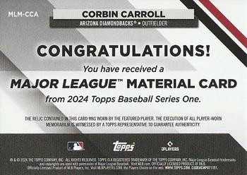 2024 Topps - Major League Material Relics #MLM-CCA Corbin Carroll Back