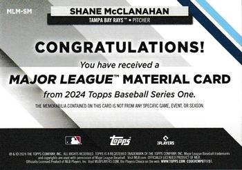 2024 Topps - Major League Material Relics #MLM-SM Shane McClanahan Back