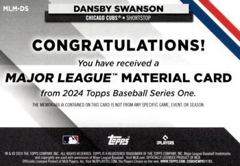 2024 Topps - Major League Material Relics Gold #MLM-DS Dansby Swanson Back