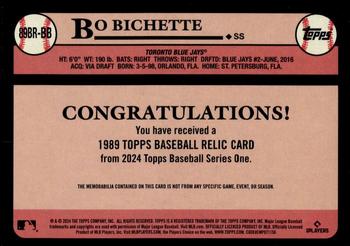 2024 Topps - 1989 Topps Baseball 35th Anniversary Relics #89BR-BB Bo Bichette Back