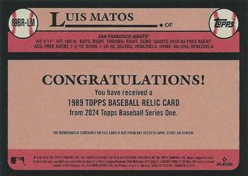 2024 Topps - 1989 Topps Baseball 35th Anniversary Relics #89BR-LM Luis Matos Back