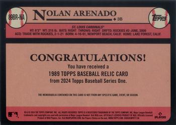 2024 Topps - 1989 Topps Baseball 35th Anniversary Relics #89BR-NA Nolan Arenado Back