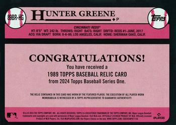 2024 Topps - 1989 Topps Baseball 35th Anniversary Relics Black #89BR-HG Hunter Greene Back