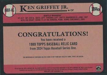 2024 Topps - 1989 Topps Baseball 35th Anniversary Relics Black #89BR-KG Ken Griffey Jr. Back