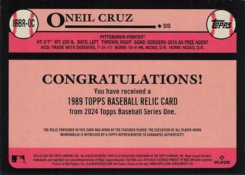 2024 Topps - 1989 Topps Baseball 35th Anniversary Relics Gold #89BR-OC Oneil Cruz Back