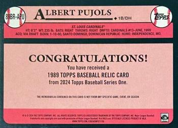 2024 Topps - 1989 Topps Baseball 35th Anniversary Relics Platinum #89BR-APU Albert Pujols Back