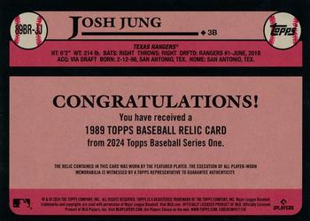 2024 Topps - 1989 Topps Baseball 35th Anniversary Relics Platinum #89BR-JJ Josh Jung Back