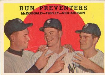 2003 Topps All-Time Fan Favorites - Vintage Embossed Buybacks 1959 #237 Run Preventers (Gil McDougald / Bob Turley / Bobby Richardson) Front