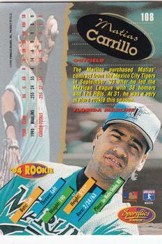 1994 Sportflics 2000 Rookie & Traded #108 Matias Carrillo Back