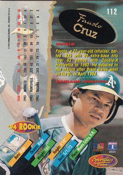 1994 Sportflics 2000 Rookie & Traded #112 Fausto Cruz Back