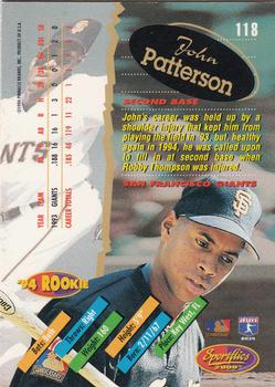 1994 Sportflics 2000 Rookie & Traded #118 John Patterson Back