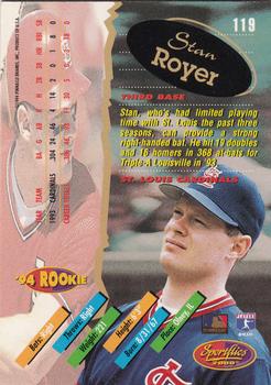 1994 Sportflics 2000 Rookie & Traded #119 Stan Royer Back