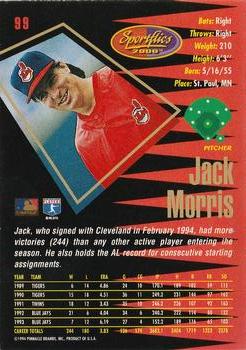 1994 Sportflics 2000 Rookie & Traded #99 Jack Morris Back