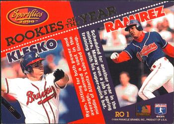 1994 Sportflics 2000 Rookie & Traded #RO1 Ryan Klesko / Manny Ramirez Back