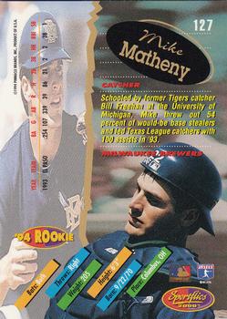 1994 Sportflics 2000 Rookie & Traded #127 Mike Matheny Back