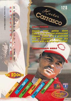 1994 Sportflics 2000 Rookie & Traded #128 Hector Carrasco Back