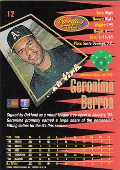 1994 Sportflics 2000 Rookie & Traded #12 Geronimo Berroa Back