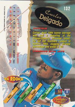 1994 Sportflics 2000 Rookie & Traded #132 Carlos Delgado Back