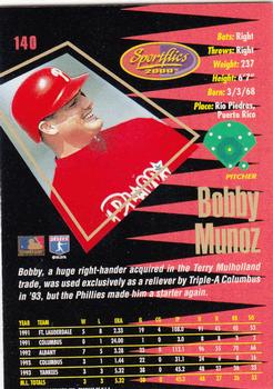 1994 Sportflics 2000 Rookie & Traded #140 Bobby Munoz Back